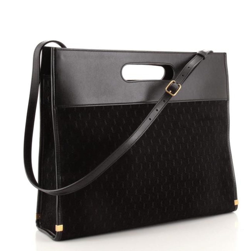 Cutout Convertible Monogram All Over Suede Tote
